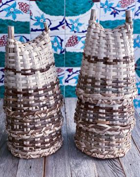 İki Ayaklı El Örgüsü Orta Boy Sepet