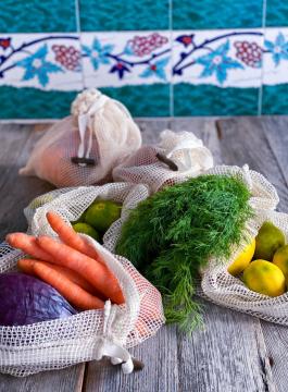 Sebze Meyve Saklama Torbası Organik Pamuk İpliğinden 4'lü Set