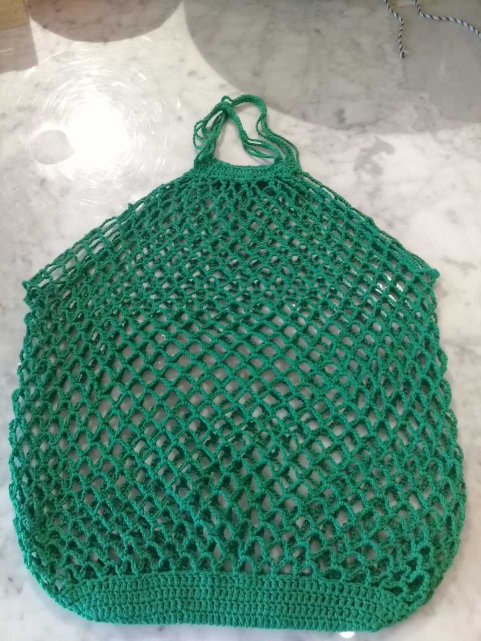 Anne Elinden Geleneksel Pazar'a Özel El işi File Çanta Koyu Yeşil