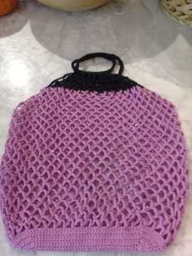 Anne Elinden Geleneksel Pazar'a Özel El işi File Çanta Lila