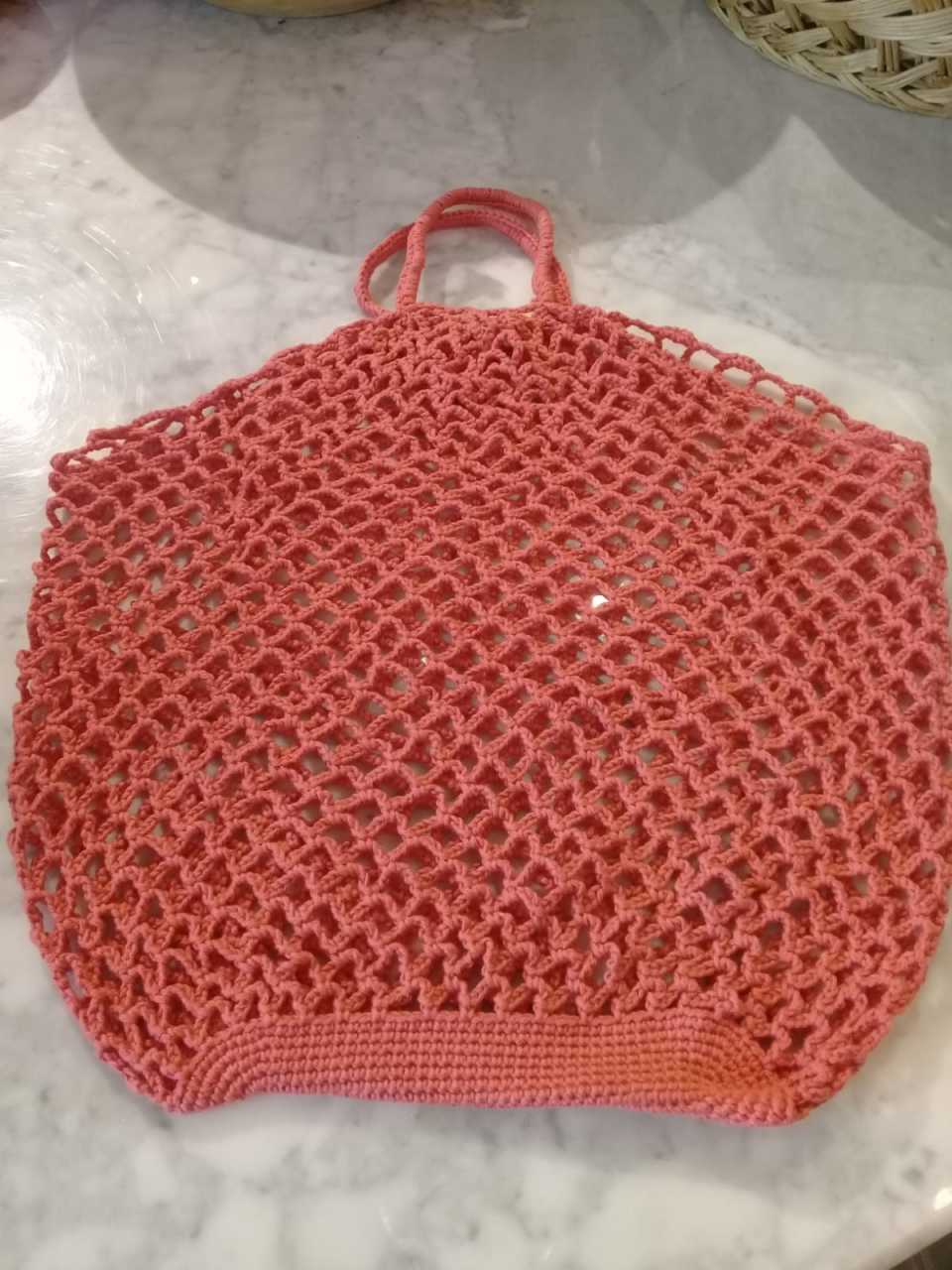 Anne Elinden Geleneksel Pazar'a Özel El işi File Çanta Turuncu