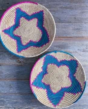 Hasır El Örmesi Duvar Tabağı Büyük Boy 1 Ç:35-38 cm H:5-6 cm